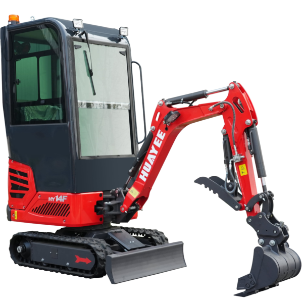 1 HUAYEE HY14F 1.4T Mini Excavator with Cab 13.5HP Briggs & Stratton Gas Engine