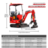 12 HUAYEE HY14G 1.4T Mini Excavator 14HP Kubota Diesel Engine with Hydraulic Thumb