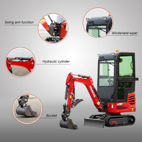 13 HUAYEE HY14F 1.4T Mini Excavator with Cab 13.5HP Briggs & Stratton Gas Engine