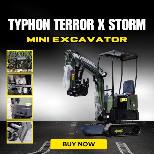 TYPHON TERROR X STORM 1T Mini Excavator 13.5HP Briggs & Stratton Engine with Canopy