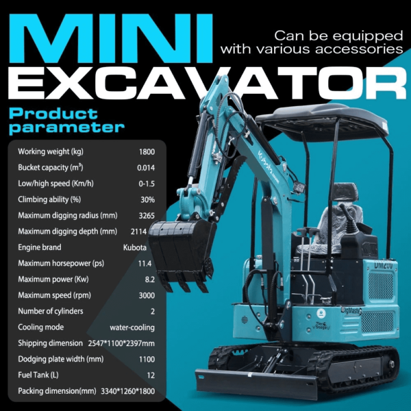 2 MachPro 1.8T Diesel Mini Excavator Kubota Engine with Pilot Control and Auger