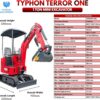 3 TYPHON TERROR ONE STORM 1T Mini Excavator 13.5HP Briggs & Stratton Engine with Canopy