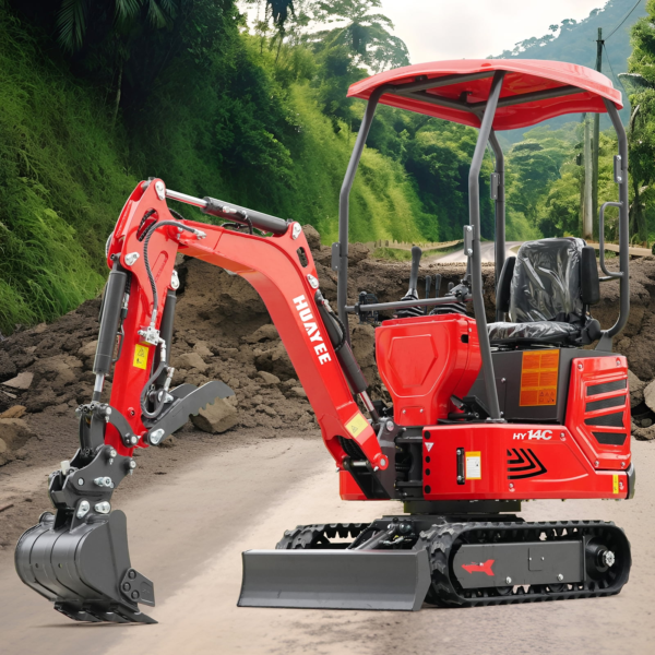 3 HUAYEE HY14C 1.4T Mini Excavator 13.5HP Briggs & Stratton Gas Engine with 5 Attachments