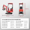 4 HUAYEE HY14C 1.4T Mini Excavator 13.5HP Briggs & Stratton Gas Engine with 5 Attachments
