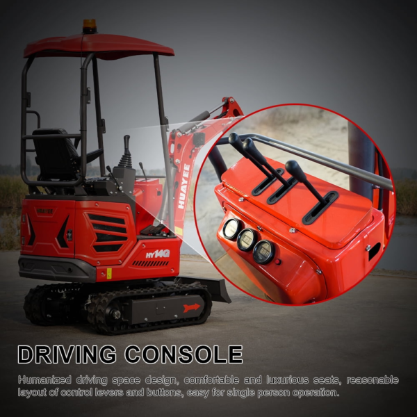 5 HUAYEE HY14G 1.4T Mini Excavator 14HP Kubota Diesel Engine with Hydraulic Thumb