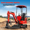 7 HUAYEE HY14G 1.4T Mini Excavator 14HP Kubota Diesel Engine with Hydraulic Thumb